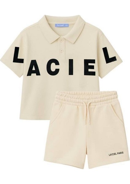 Erkek Çocuk Laci'el Paris Koldan Logo Detaylı Alt-Üst Takım Krem modelleri