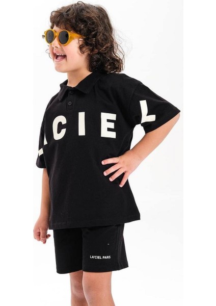 Erkek Çocuk Laci'el Paris Koldan Logo Detaylı Alt-Üst Takım Siyah modelleri