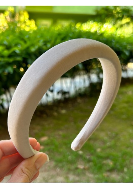 Kumaş Yumuşak Saç Aksesuarı Ekru Ince Kadın Saç Tacı