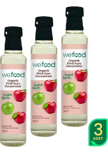 Organik Elma Suyu Konsantresi 340 gr 3'lü 8683347032907