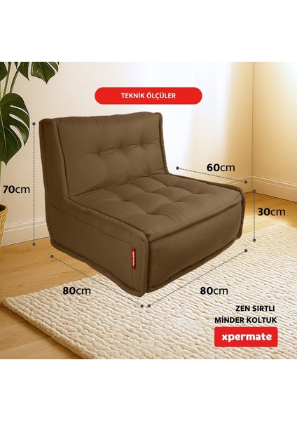x permate Zen Sırtlı Minder Koltuk Iskandinav Tarzı Ergonomik Yer Koltuğu Sırtlıklı Oturma Minderi 80 x 60 Kahve fiyatları