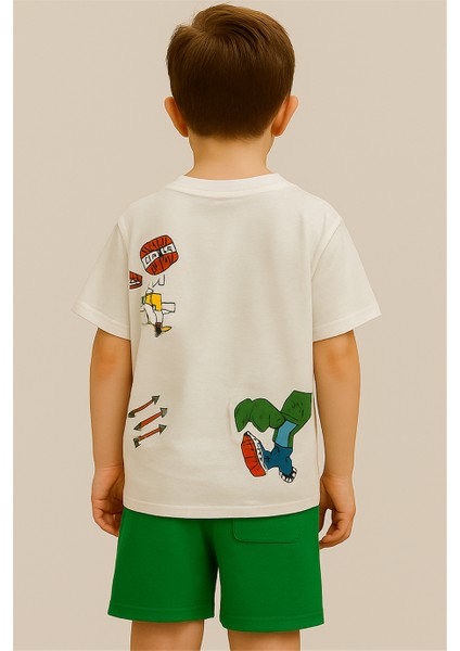 Erkek Çocuk Oyun Karakter Baskılı Alt-Üst Takım Beyaz fiyatları