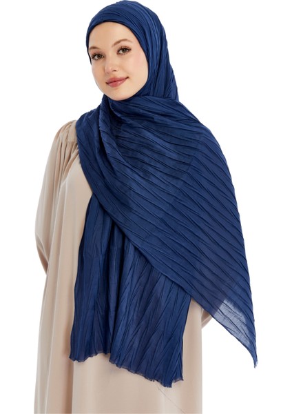Plisesli Bambu Şal - Lacivert fiyatları
