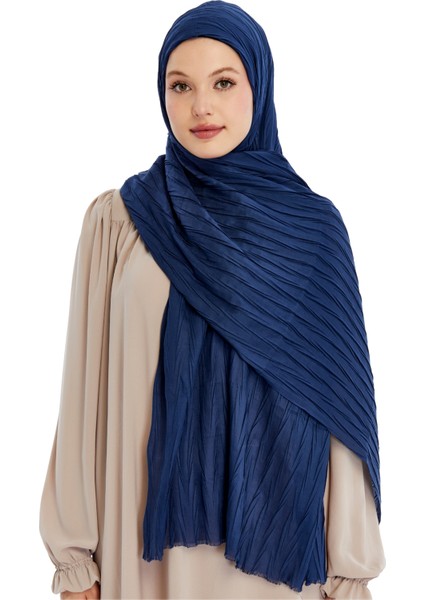 Plisesli Bambu Şal - Lacivert fırsatları