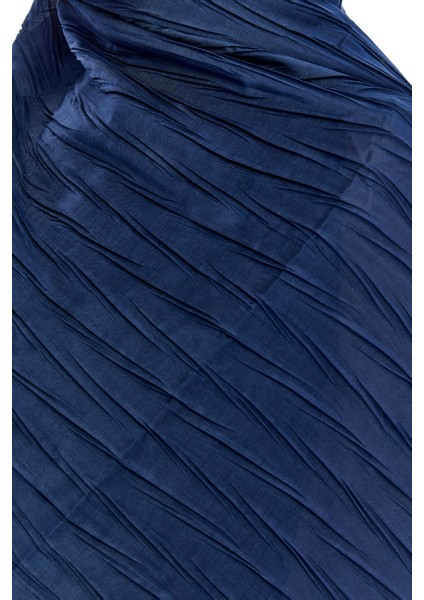 Plisesli Bambu Şal - Lacivert