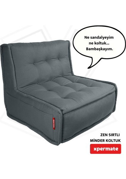 Zen Sırtlı Minder Koltuk Iskandinav Tarzı Yer Koltuğu Sırtlıklı Oturma Minderi 80x60 Antrasit