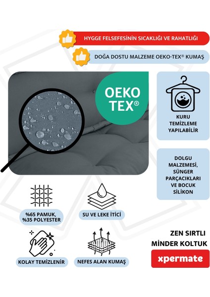 Zen Sırtlı Minder Koltuk Iskandinav Tarzı Yer Koltuğu Sırtlıklı Oturma Minderi 80x60 Antrasit fırsatları