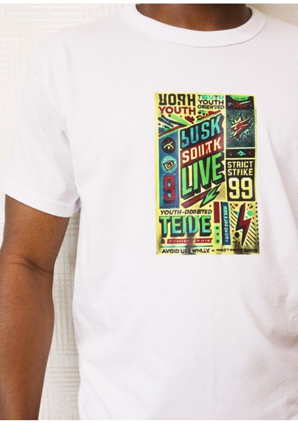 Street - Promosyon Erkek Beyaz Grafik Baskılı Tişört fiyatları