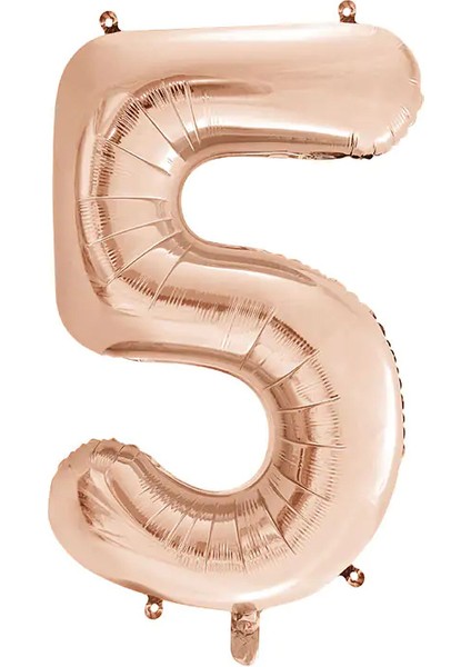 1 Adet 34 Inç 76 Cm Rose Gold Folyo Balon Helyum Balon 5 Yaş Balonu 5 Rakam Balon
