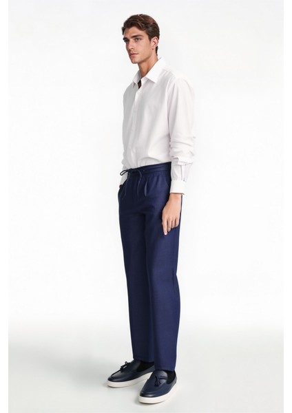Keten Jogger+Ipli Lastlikli Pant. Kotmavi