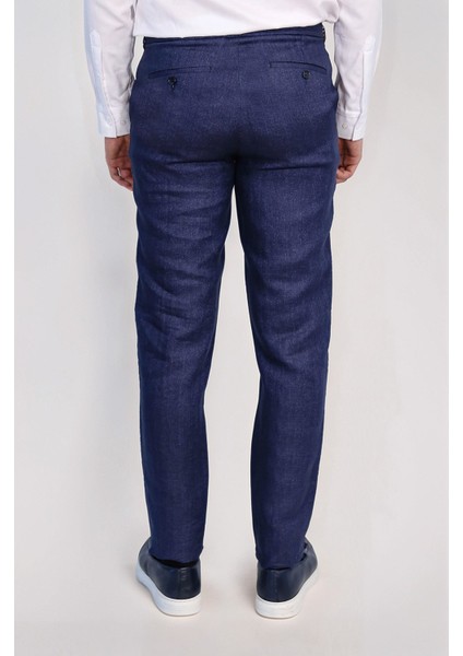 Keten Jogger+Ipli Lastlikli Pant. Kotmavi