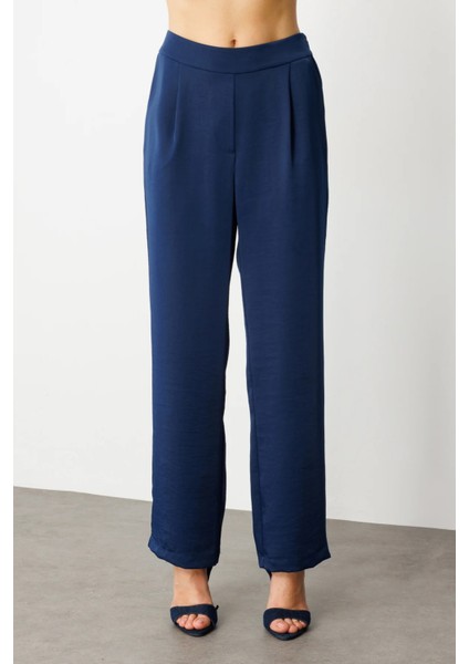 Tek Pile Bol Paça Pantolon Lacivert 04266