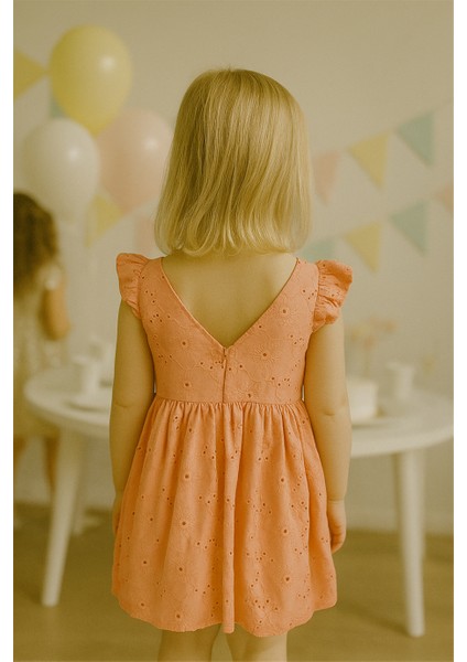 Kız Çocuk Güpürlü Pembe Elbise Pembe fiyatları