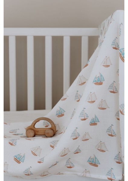 Müslin Örtü - Pureline Series - Sail Boats fırsatları