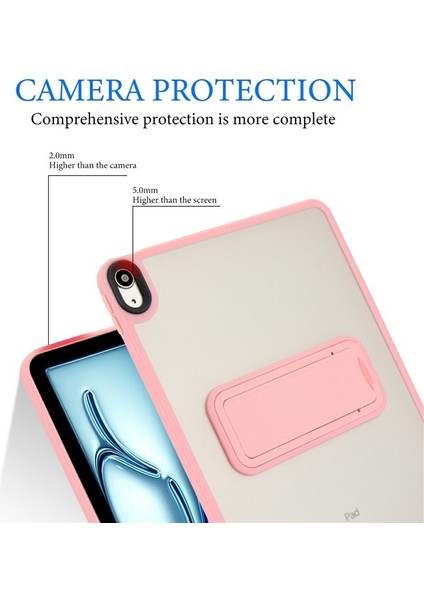 Apple iPad Air 11 Inc M2 (2024) Uyumlu Yatay Stand Olabilen Antishock Köşe ve Kamera Korumalı Arka Yüzeyi Mat Threxi Kılıf A2902 A2903