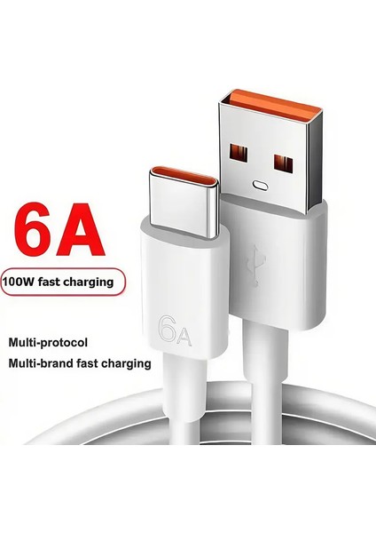 Xiaomi,Poco Uyumlu Turbo Type C Şarj Kablosu 67w/120W 6A Tüm Redmi Serisi Salise Göstergeli