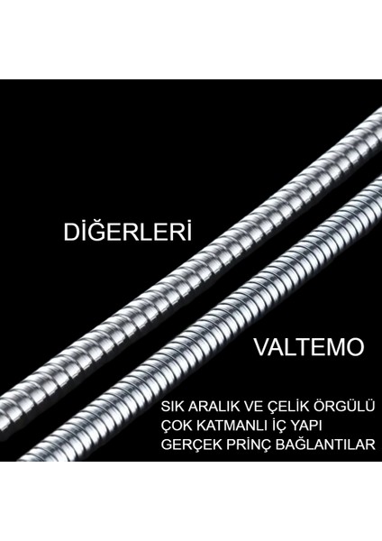 150 Cm Çelik Krom, Sık Örgülü, Çift Kenetli, Ultra Dayanıklı Fıskiye Hortumu Vs-208 fiyatları