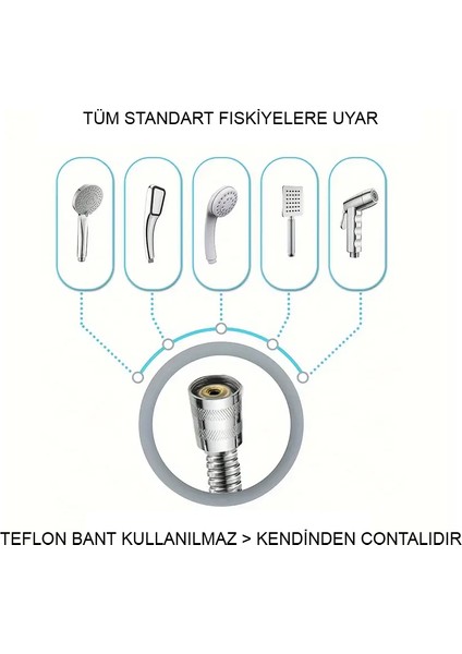 150 Cm Çelik Krom, Sık Örgülü, Çift Kenetli, Ultra Dayanıklı Fıskiye Hortumu Vs-208 indirimleri