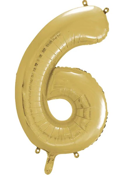 1 Adet 34 Inç 76 Cm Gold Folyo Balon Helyum Balon 6 Yaş Balonu 6 Rakam Balon