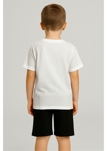 Erkek Çocuk Küp Baskılı Alt-Üst Takım Beyaz fiyatları