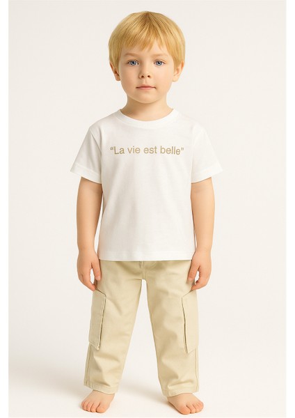 Erkek Çocuk Pantolonlu Alt-Üst Takım Krem