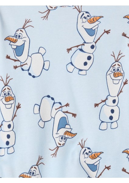Bebek Mavi %100 Pamuk Disney Frozen Desenli Pijama Takımı