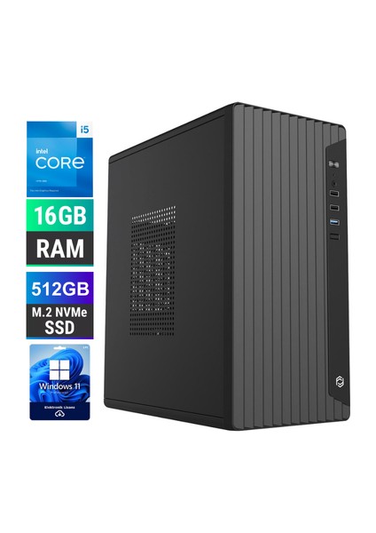 Ofis Bilgisayarı | Intel Core I5-13400 | 16GB-RAM | 512GB SSD | Windows 11 Pro Masaüstü Bilgisayar