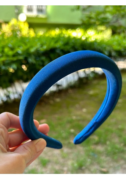 Saten Saç Aksesuarı Mavi Ince Yumuşak Kadın Saç Tacı