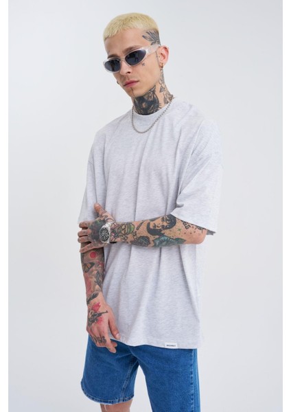 Erkek Basic Super Pamuklu Oversize Karmelanj Tişört