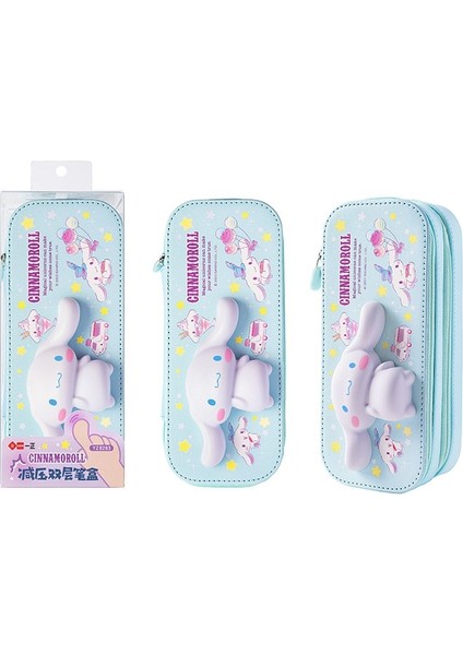 Cinnamoroll Squishy Çift Fermuarlı Geniş Kapasiteli Şirin Kalem Kutu