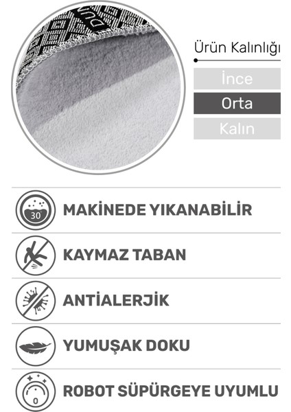 Puffy Gri Yumuşak Peluş Halı | Kaymaz, Yıkanabilir, Salon Mutfak Antre Için Halı Yolluk