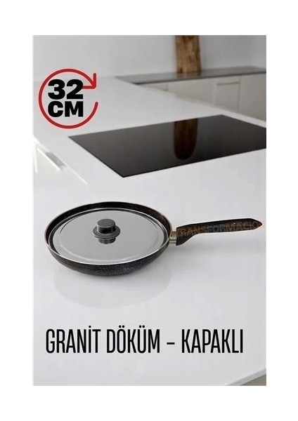 Granit Döküm Tava Paslanmaz Çelik Kapaklı -Yapışmaz Taban 32 cm fiyatları