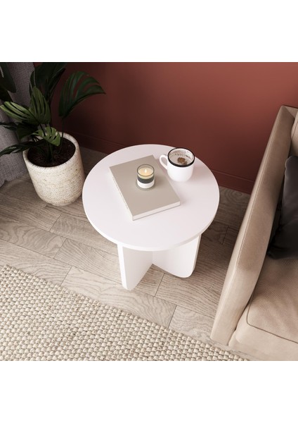 I0140 Beca Yan Sehpa 40 cm Beyaz Yan Sehpa Kahve Sehpası Küçük Alanlar Küçük Sehpa Minimalist Modern fiyatları