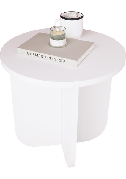 I0140 Beca Yan Sehpa 40 cm Beyaz Yan Sehpa Kahve Sehpası Küçük Alanlar Küçük Sehpa Minimalist Modern fırsatları