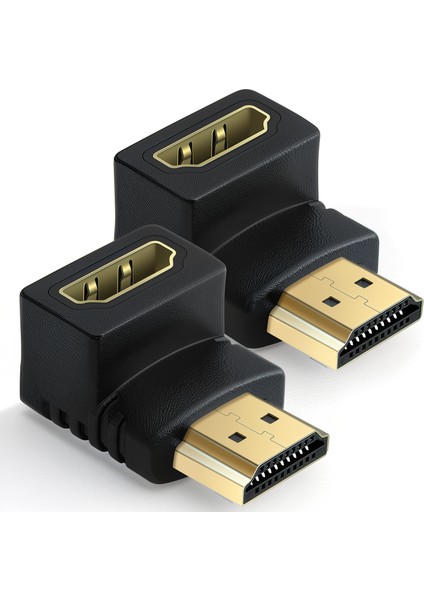 HDMI L Tipi Erkek – Dişi Adaptör – 4K Destekli, 90° Köşe Dönüştürücü, Tv Uyumlu