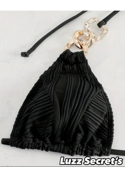 Black New Desıgn Kesim ve Gold Zincir Detaylı Luxury Bikini Seti indirimleri