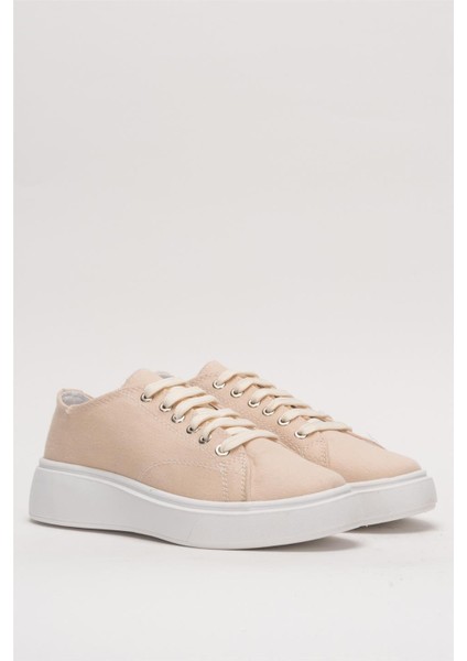 Kadın Rahat Kalıp Kalın Taban Keten Sneakers BEJ modelleri