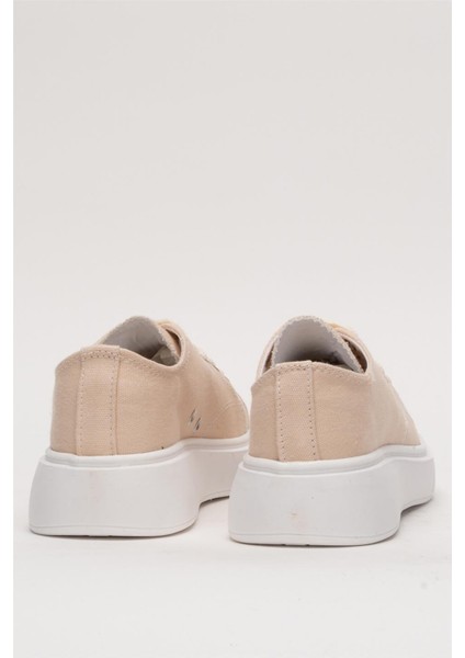 Kadın Rahat Kalıp Kalın Taban Keten Sneakers BEJ fırsatları