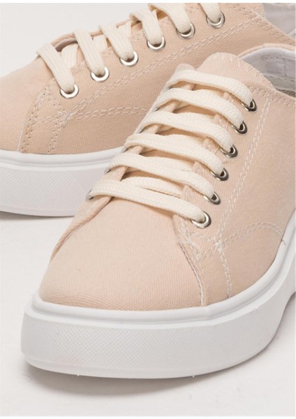 Kadın Rahat Kalıp Kalın Taban Keten Sneakers BEJ indirimleri