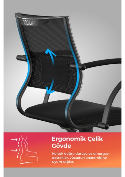 Ergolife Sit Air Ergonomik Çalışma Sandalyesi / Ofis Koltuğu - 572.60.1.222