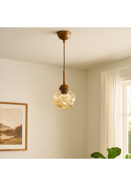 Lighting Arrakis Tekli Modern Sarkıt Avize - Eskitme / Bal