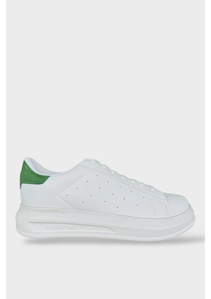 Kalın Taban Spor Kadın Sneaker Ayakkabı Beyaz - Yeşil