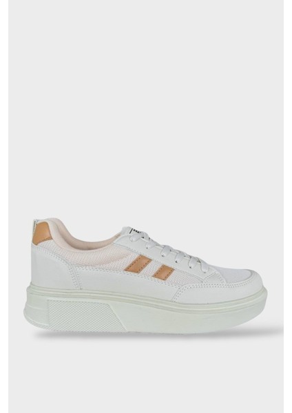 Bağcıklı Kadın Sneaker Ayakkabı Bej