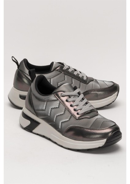 Kadın Günlük Rahat Comfort Taban Parlak Spor Sneaker Ayakkabı Gümüş fiyatları
