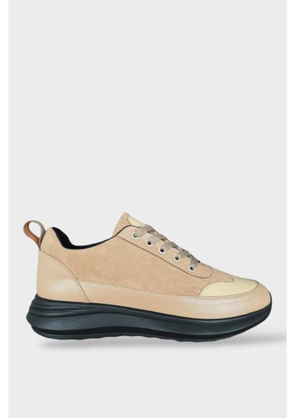 Bağcıklı Kadın Spor Sneaker Ayakkabı Bej