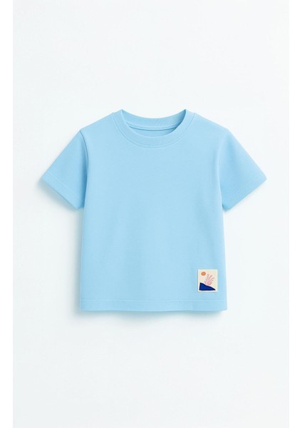 Erkek Çocuk %100 Pamuk Basic Tişört - Açık Mavi (3-4 Yaş 8-9 Yaş) fiyatları