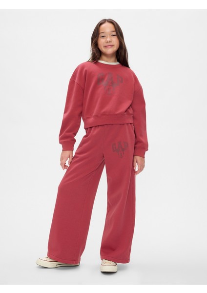 Kız Çocuk Kırmızı Gap × Disney Vintage Soft Mickey Mouse Logo Eşofman Altı
