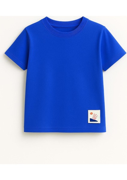 Erkek Çocuk %100 Pamuk Basic Tişört - Saks (3-4 Yaş 8-9 Yaş) fiyatları