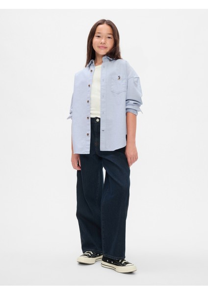 Erkek Çocuk Mavi Gap × Disney Oversized Oxford Gömlek modelleri