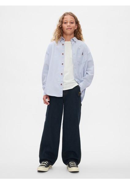 Erkek Çocuk Mavi Gap × Disney Oversized Oxford Gömlek indirimleri